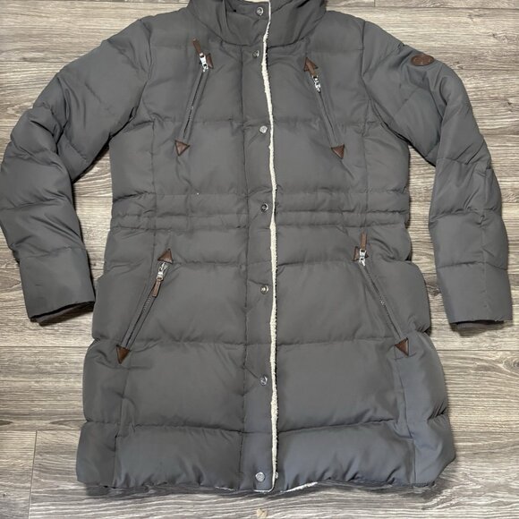 Ralph Lauren Polo Gray Women's M Winter Parka Jacket Duck Down Feather Hooded - Picture 3 of 15